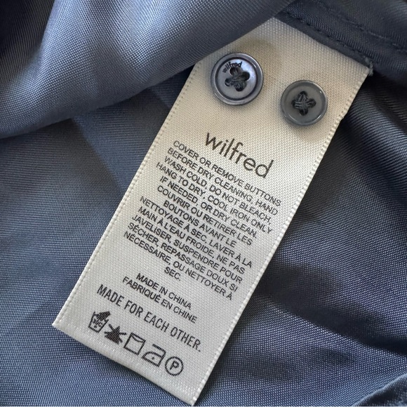 Wilfred by Aritzia Tie-Front Satin Blouse – Granite Blue – Size Small – NWT - Picture 12 of 13